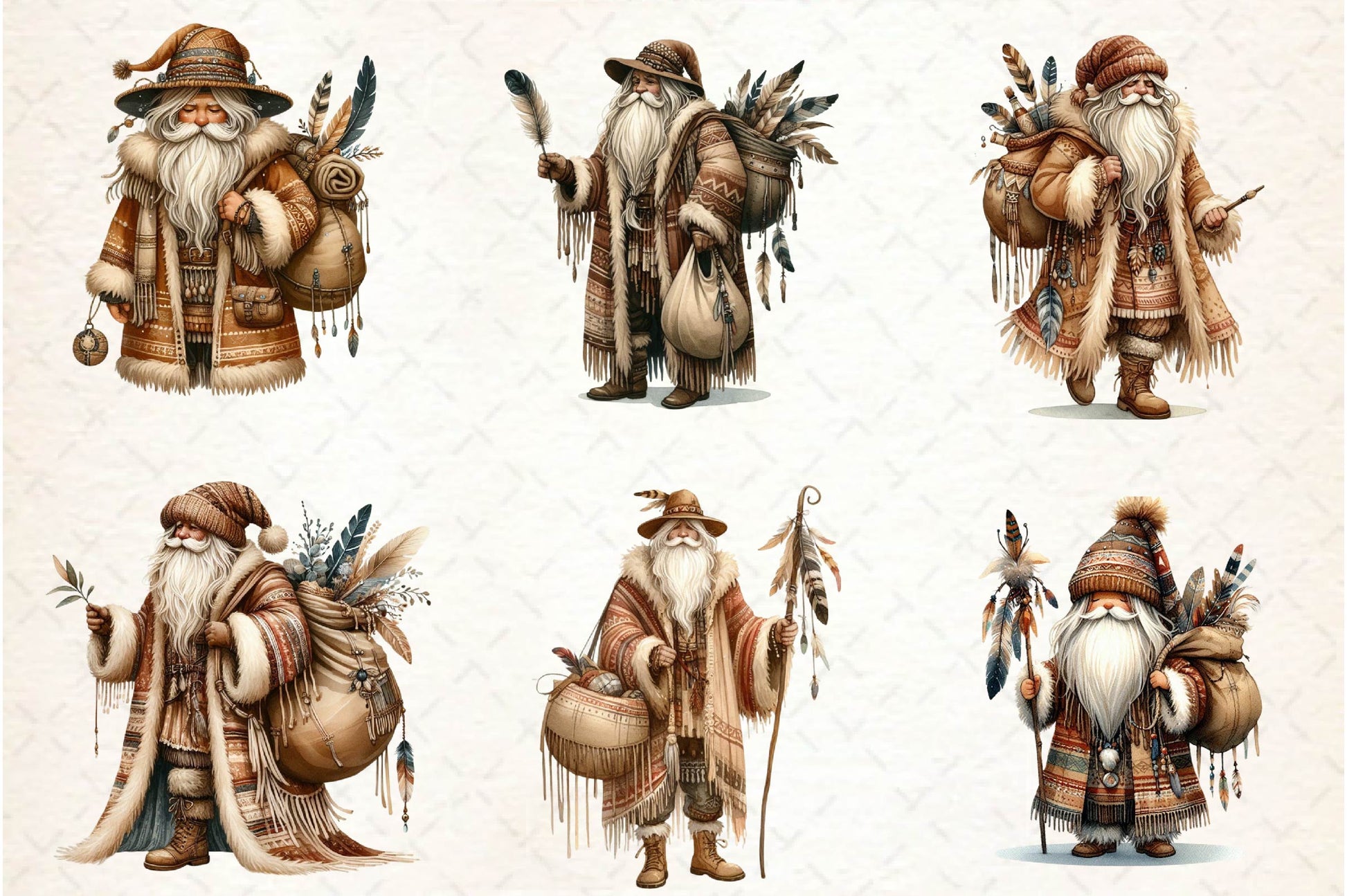 Boho Santa Claus Clipart Bundle - CraftNest - Digital Crafting and Art