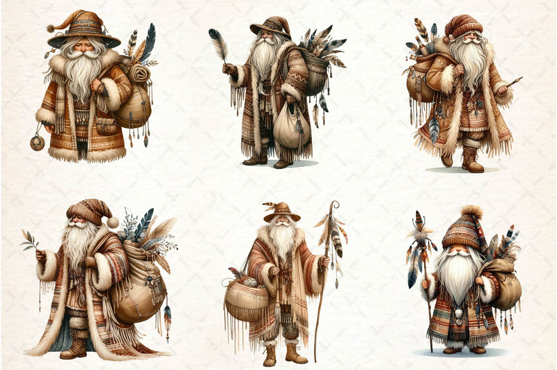 Boho Santa Claus Clipart Bundle - CraftNest - Digital Crafting and Art