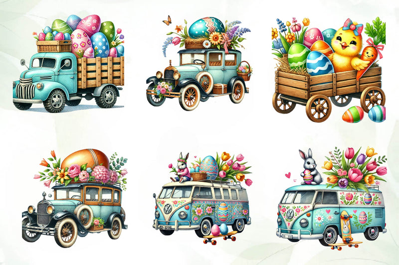 Transportation Easter Clipart Bundle - CraftNest - Digital Crafting and Art