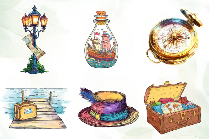 Vintage Travel Clipart Bundle - CraftNest - Digital Crafting and Art