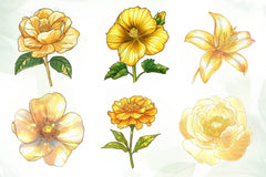 Gold Glowy Flowers Flower Clipart Bundle - CraftNest - Digital Crafting and Art