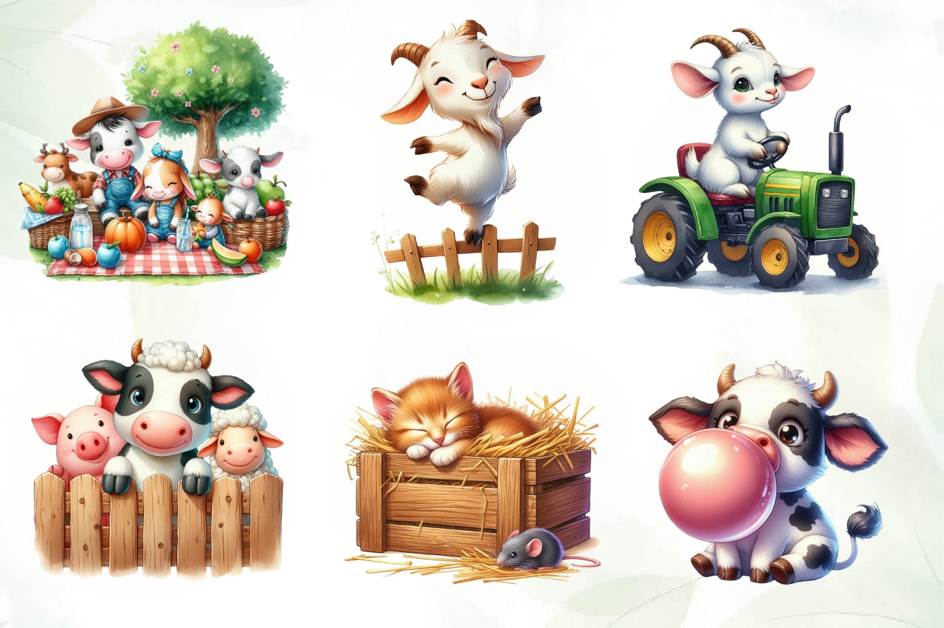 Cute On The Farm On The Animals Clipart Bundle - CraftNest - Digital Crafting and Art