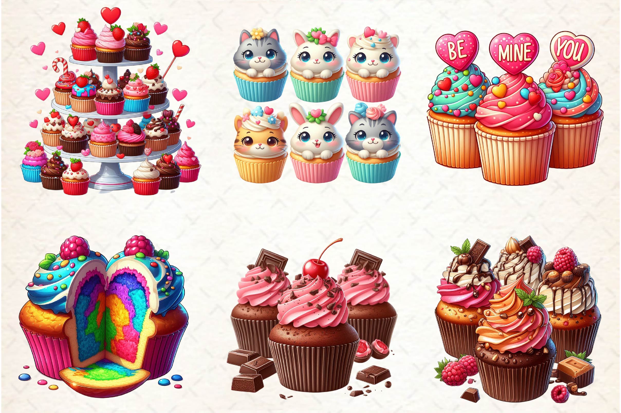 Valentine Sweet Cupcake Clipart Bundle - CraftNest - Digital Crafting and Art