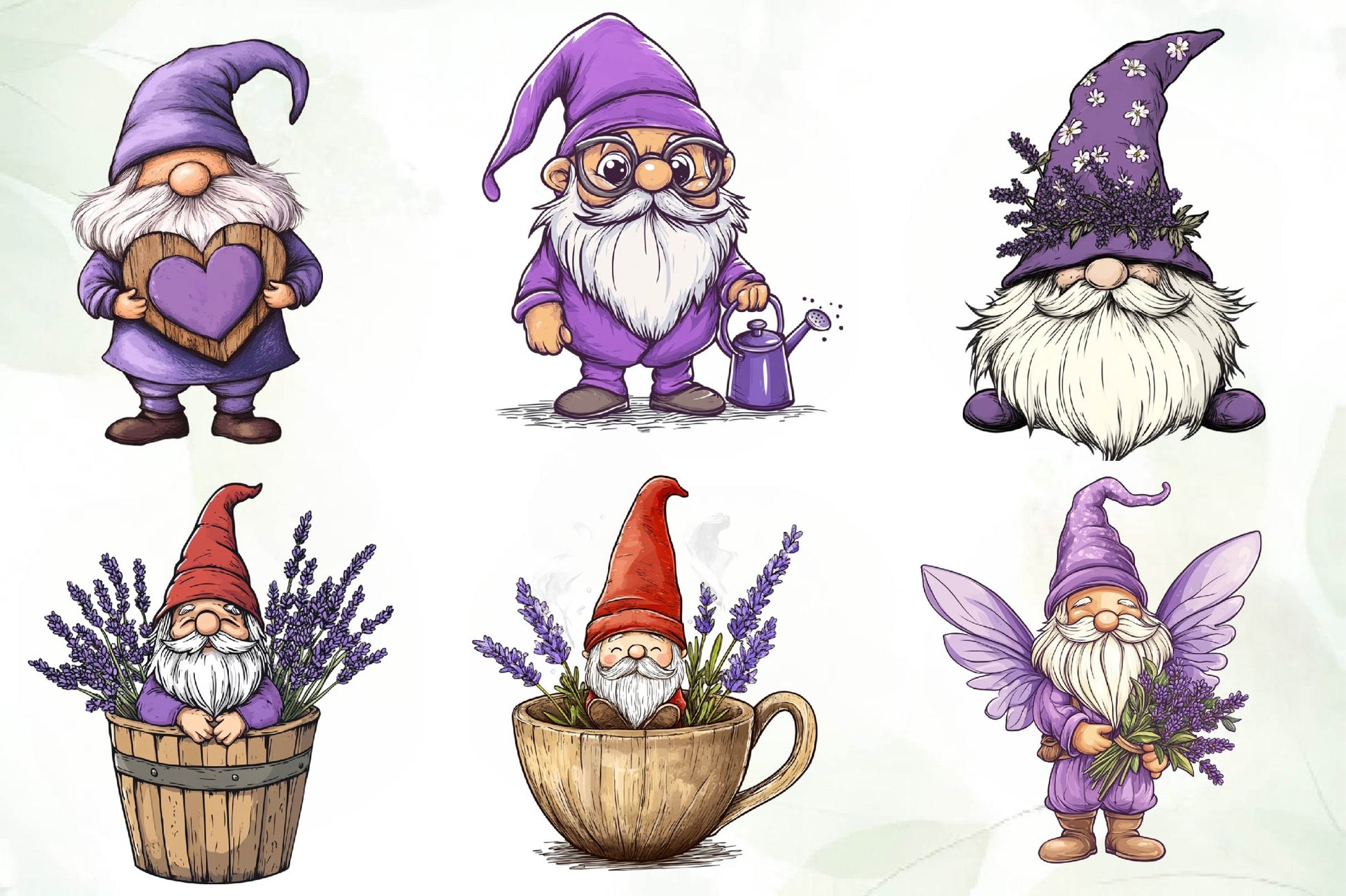 Lavender Purple Gnome Clipart Bundle - CraftNest - Digital Crafting and Art