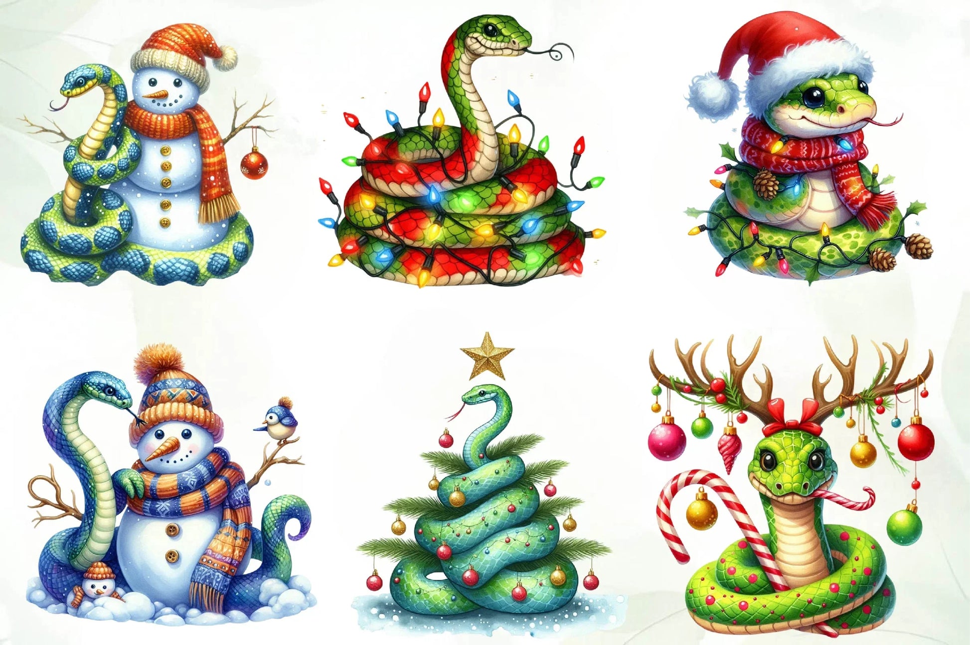 Christmas Snake Clipart Bundle - CraftNest - Digital Crafting and Art