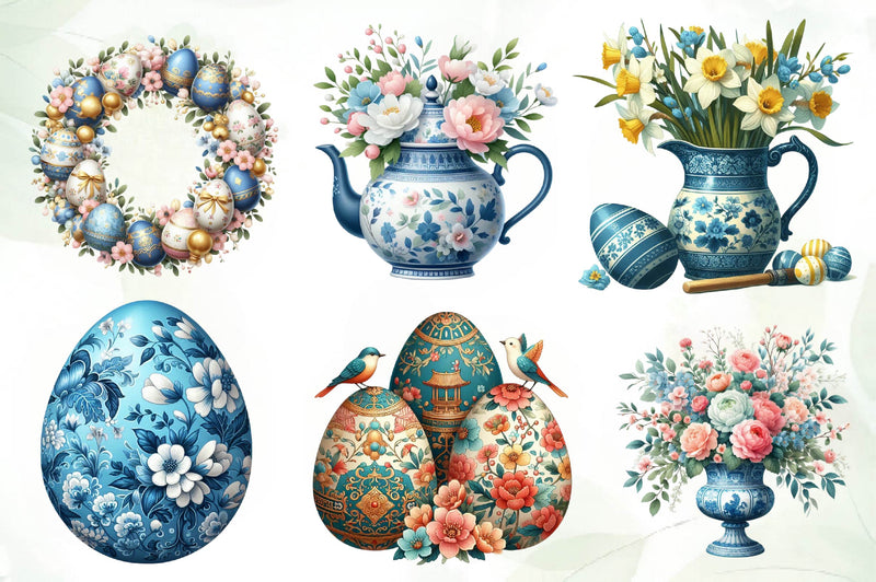 Chinoiserie Easter Clipart Bundle 2 - CraftNest - Digital Crafting and Art