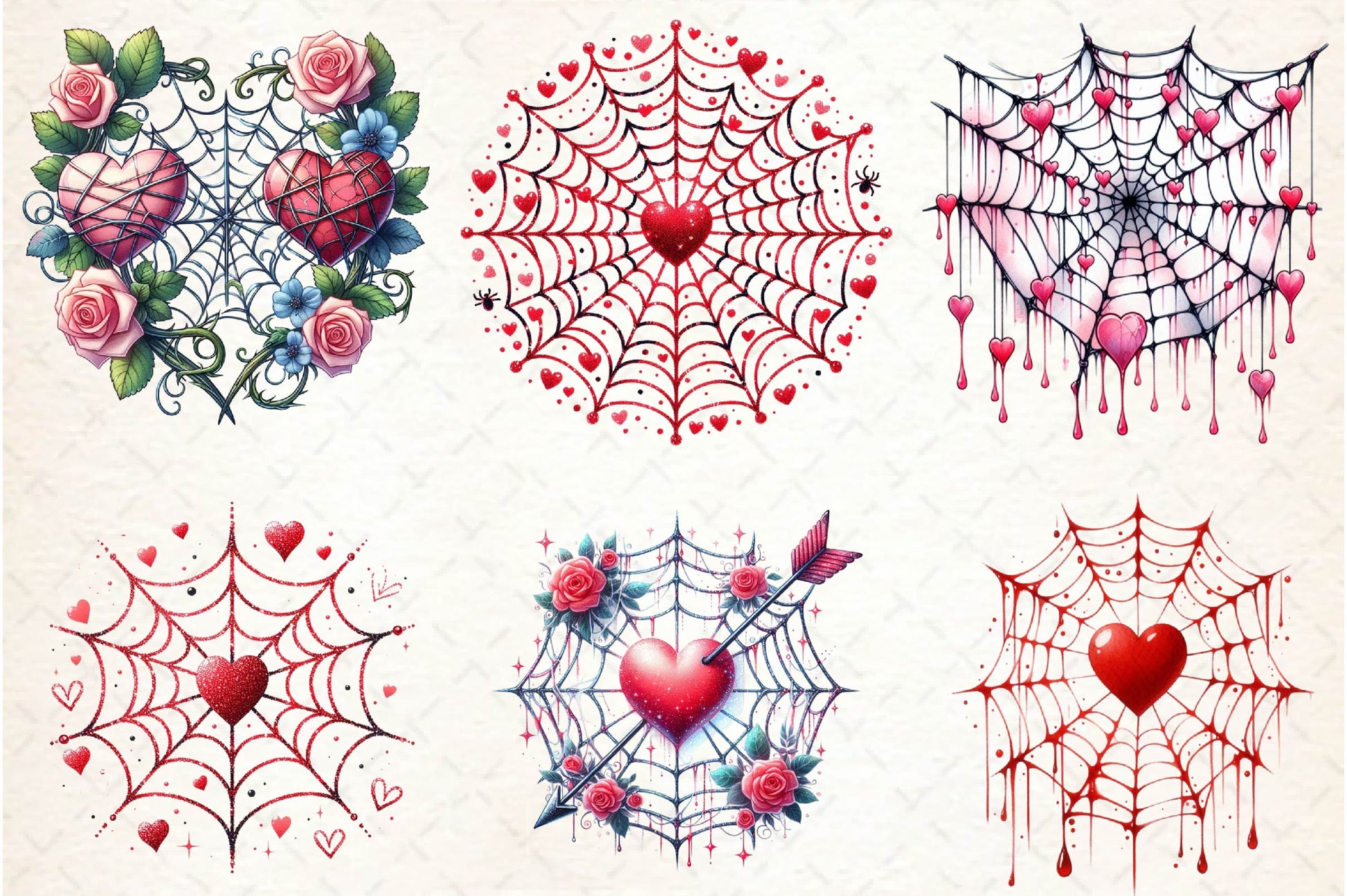 Valentine Gothic Spiderwebs Clipart Bundle - CraftNest - Digital Crafting and Art