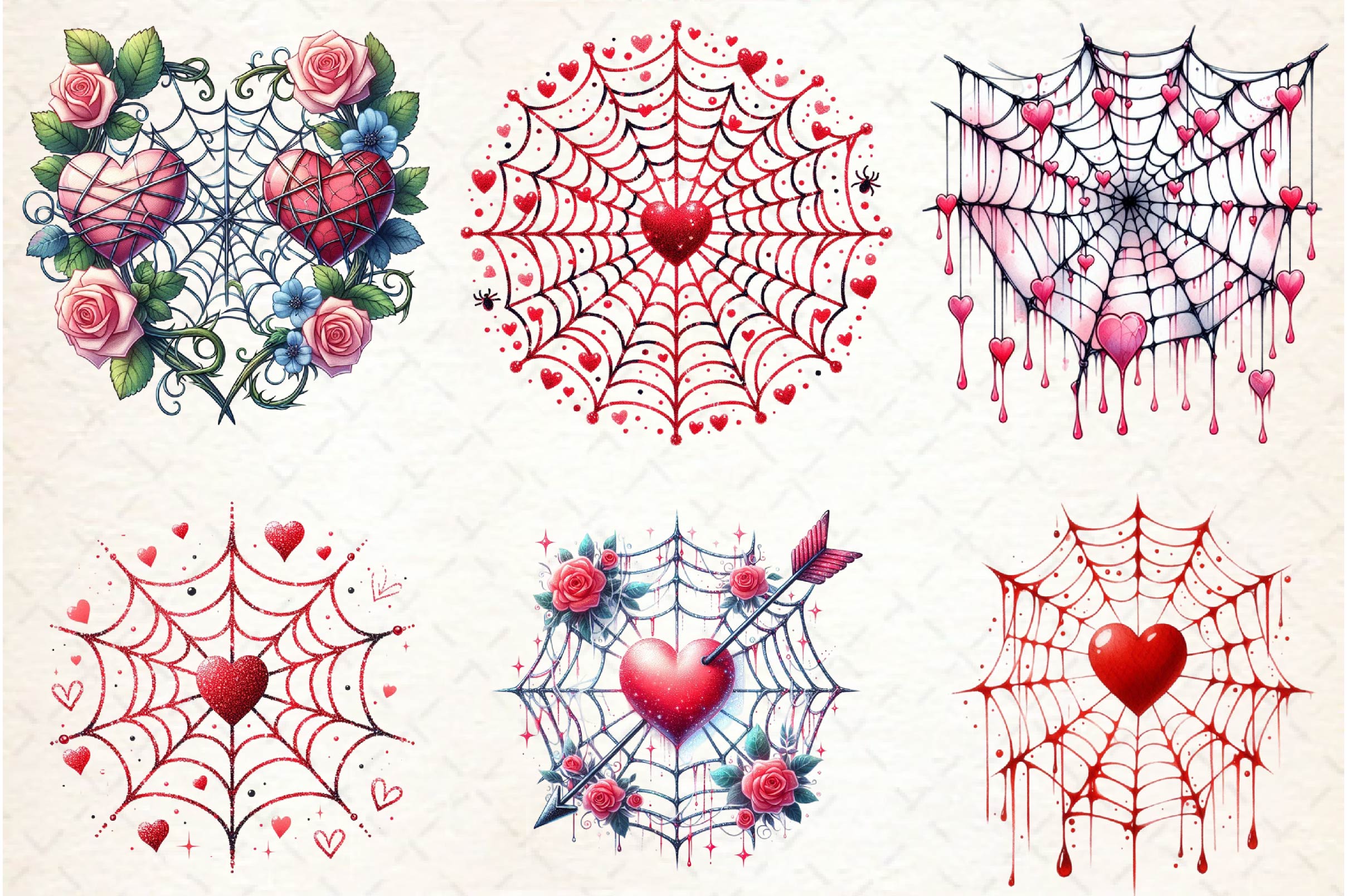 Valentine Gothic Spiderwebs Clipart Bundle - CraftNest - Digital Crafting and Art