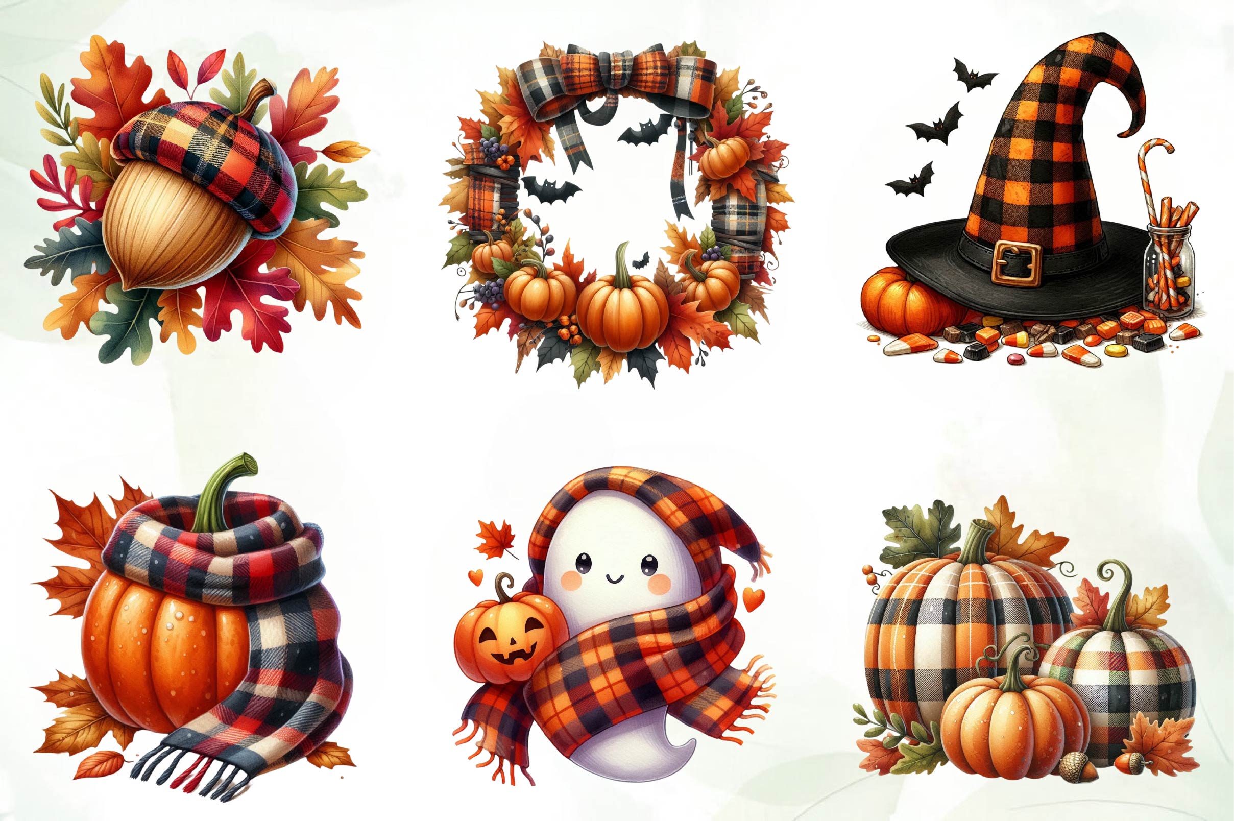 Halloween Autumn Plaid Clipart Bundle - CraftNest - Digital Crafting and Art