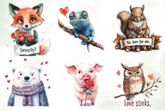 Grumpy Valentine Animal Clipart Bundle - CraftNest - Digital Crafting and Art