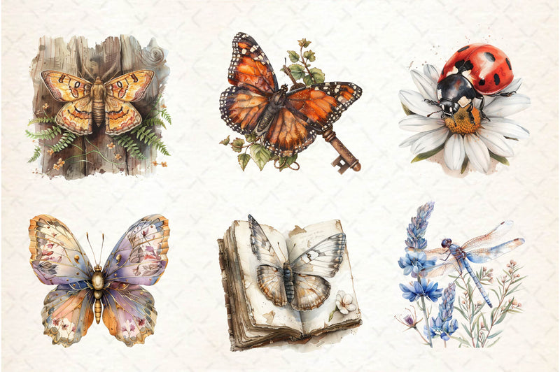 Vintage Spring Insect Clipart Bundle - CraftNest - Digital Crafting and Art