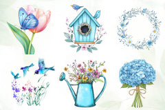 Blue Spring Season Clipart Bundle - CraftNest - Digital Crafting and Art