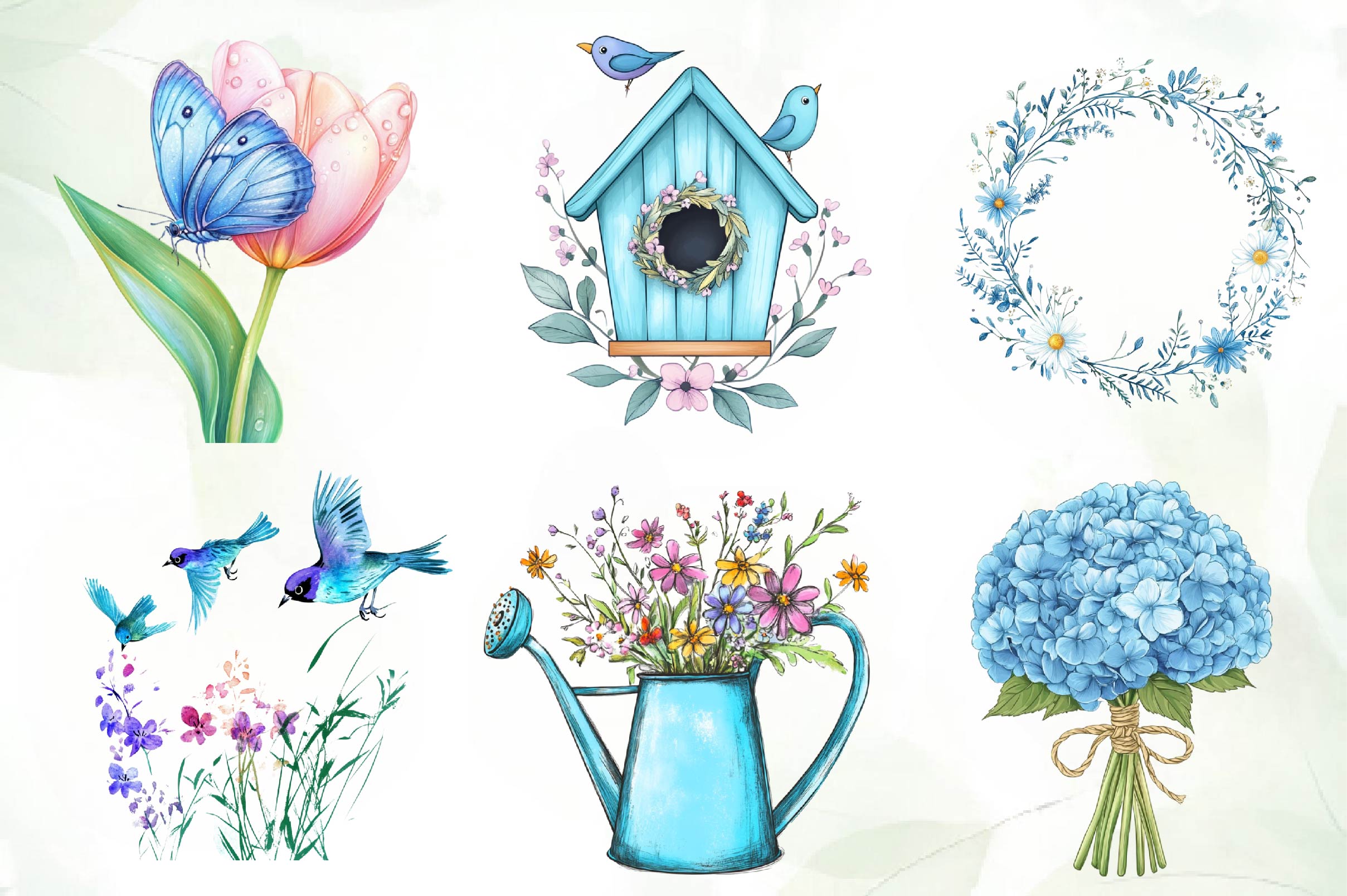 Blue Spring Season Clipart Bundle - CraftNest - Digital Crafting and Art