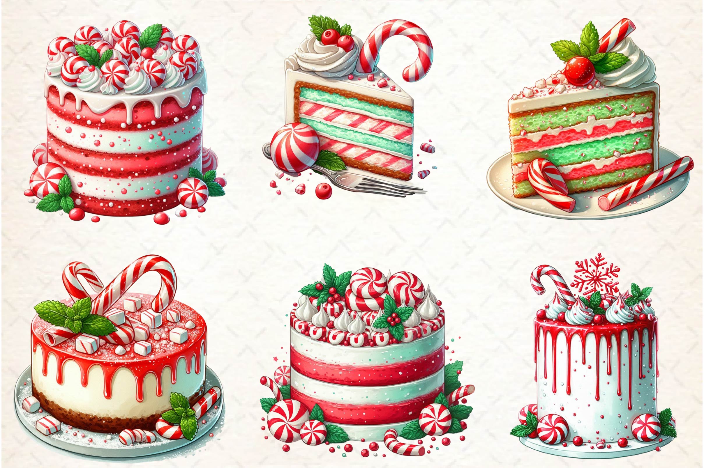 Peppermint Cakes Clipart Bundle - CraftNest - Digital Crafting and Art