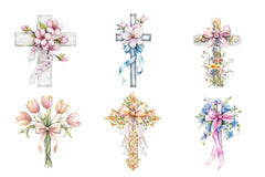 Spring Floral Cross Coquette Bow Clipart Bundle - CraftNest - Digital Crafting and Art