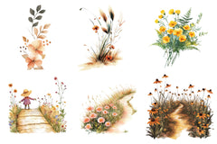 Fall Wildflowers Pathway Clipart Bundle - CraftNest - Digital Crafting and Art