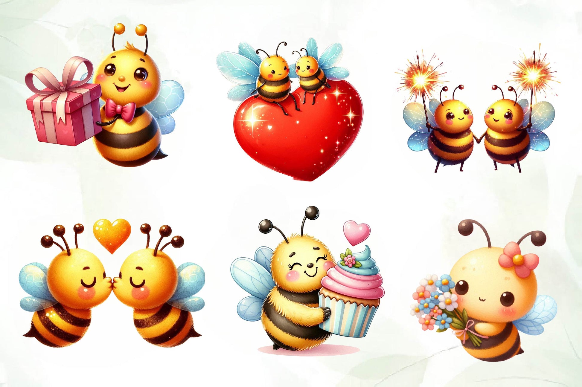 Cute Bee In Love Clipart Bundle - CraftNest - Digital Crafting and Art