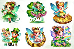 St Patricks Day Cute Fairy Girl Clipart Bundle - CraftNest - Digital Crafting and Art