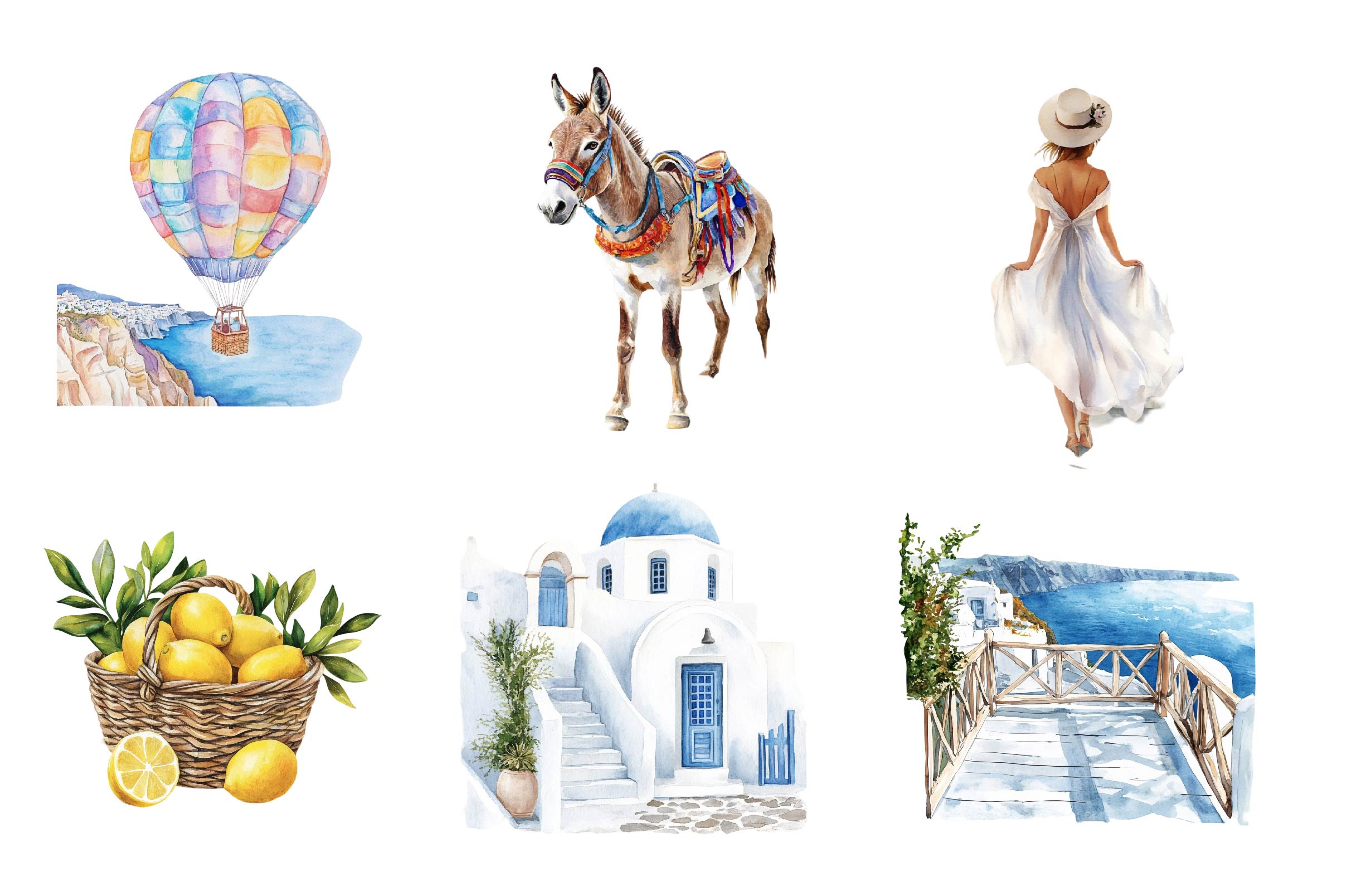 Summer Santorini Vacation Clipart Bundle 1 - CraftNest - Digital Crafting and Art