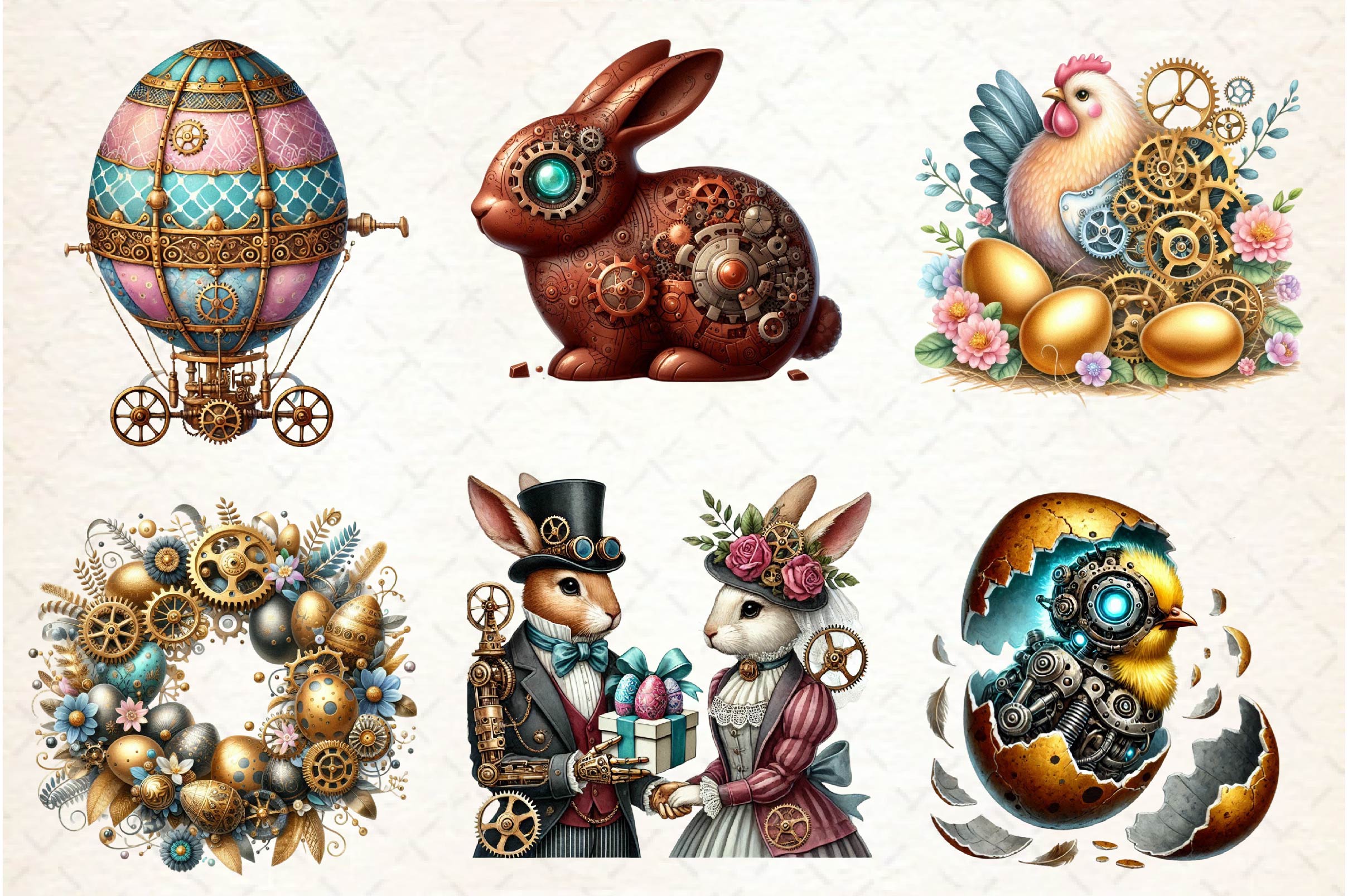 Steampunk Easter Clipart Bundle - CraftNest - Digital Crafting and Art