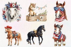 Patriotic 4th Of July Horses Clipart Bundle - CraftNest - Digital Crafting and Art