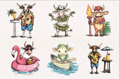 Summer Hawaii Cow Clipart Bundle - CraftNest - Digital Crafting and Art