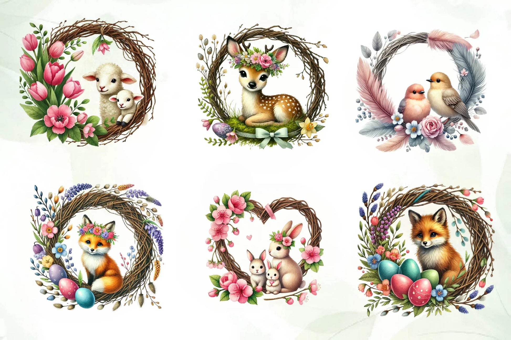 Easter Animals Wreath Clipart Bundle - CraftNest - Digital Crafting and Art