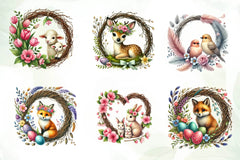 Easter Animals Wreath Clipart Bundle - CraftNest - Digital Crafting and Art