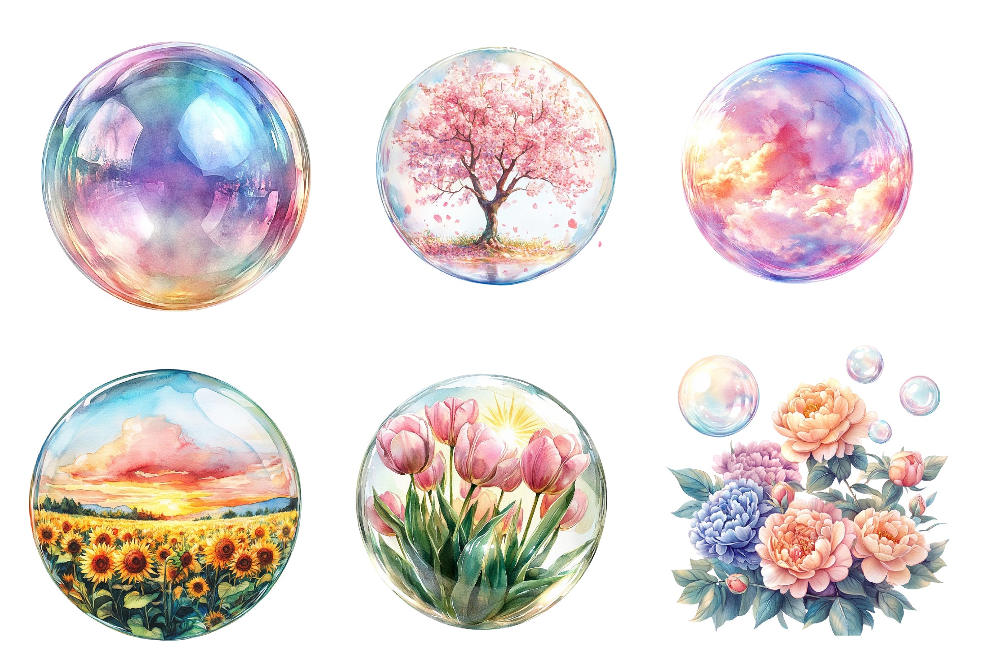 Spring Iridescent Bubble Clipart Bundle - CraftNest - Digital Crafting and Art