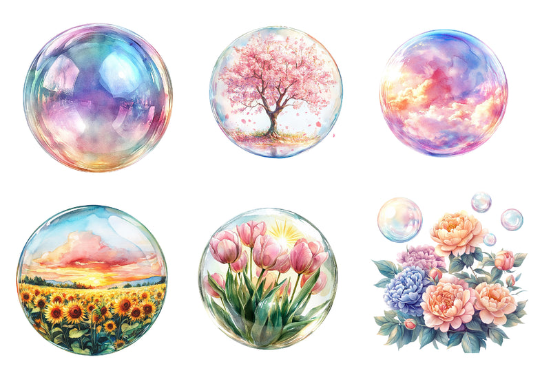 Spring Iridescent Bubble Clipart Bundle - CraftNest - Digital Crafting and Art