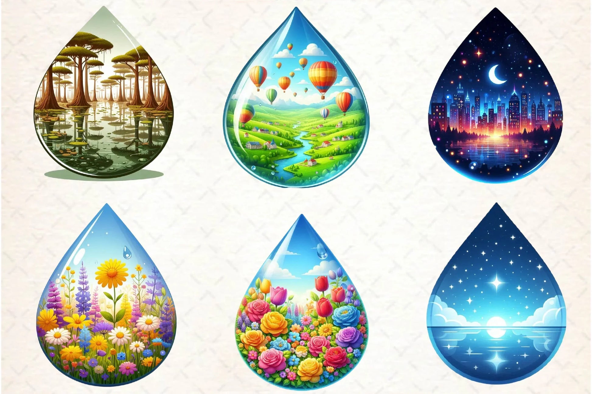 Landscape Water Droplet Clipart Bundle - CraftNest - Digital Crafting and Art