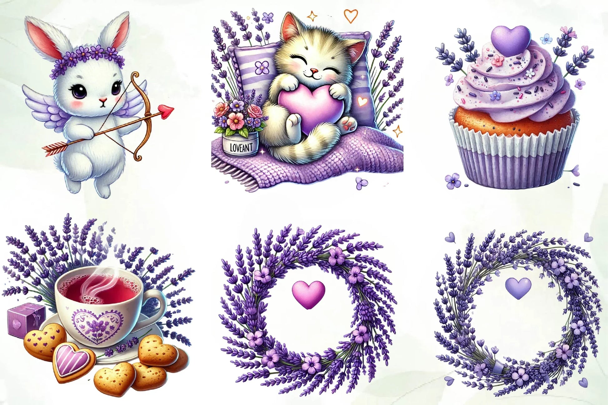 Lavender Valentine Clipart Bundle - CraftNest - Digital Crafting and Art