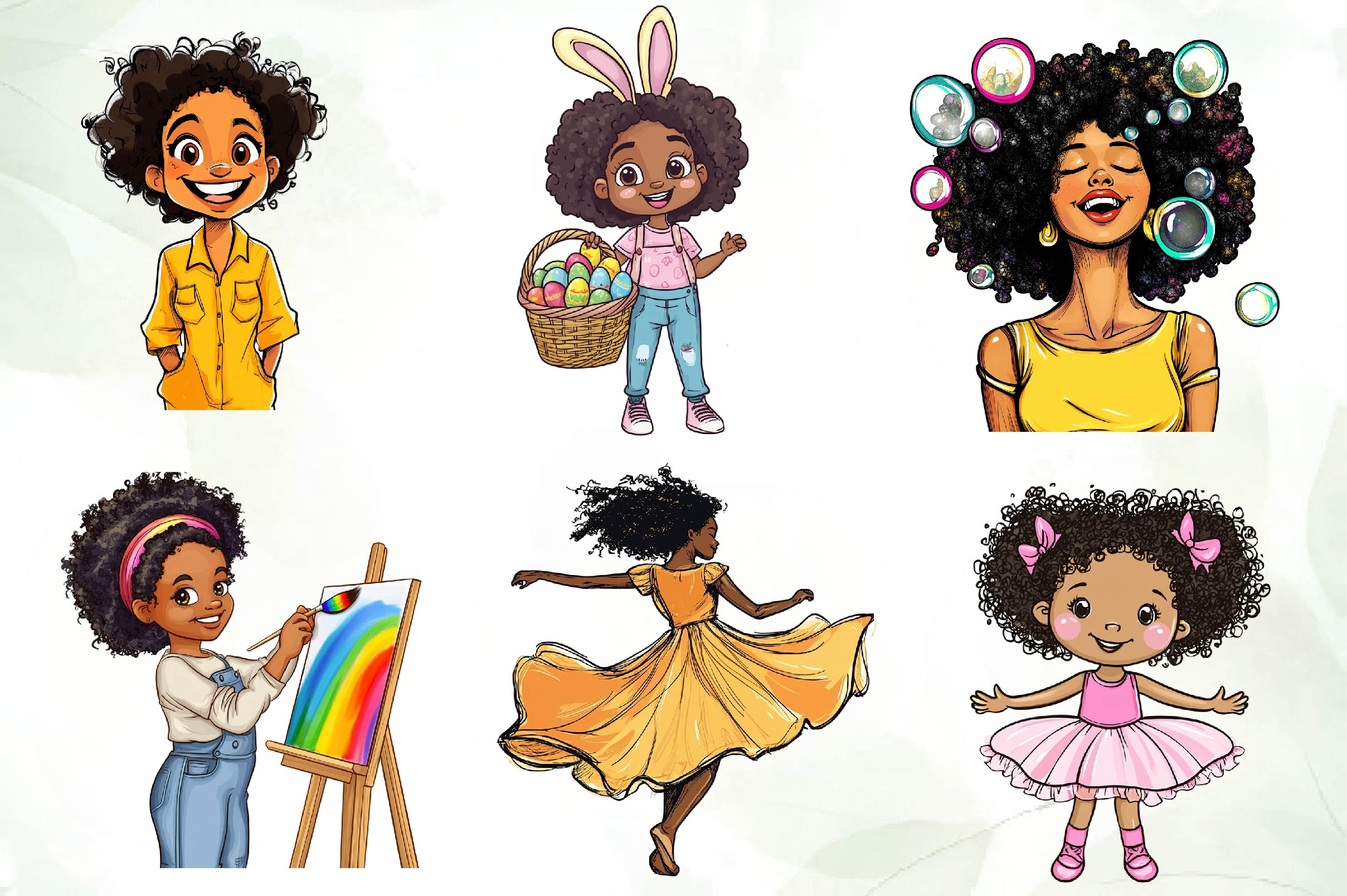 Afro Black Girl Kid Clipart Bundle - CraftNest - Digital Crafting and Art