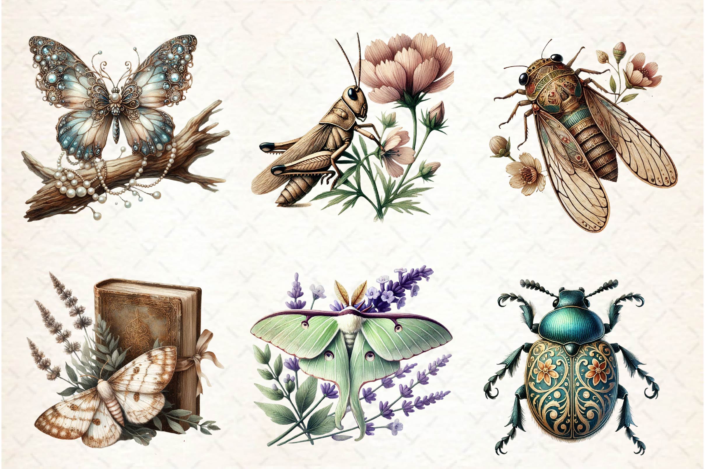 Vintage Spring Insect Clipart Bundle 1 - CraftNest - Digital Crafting and Art