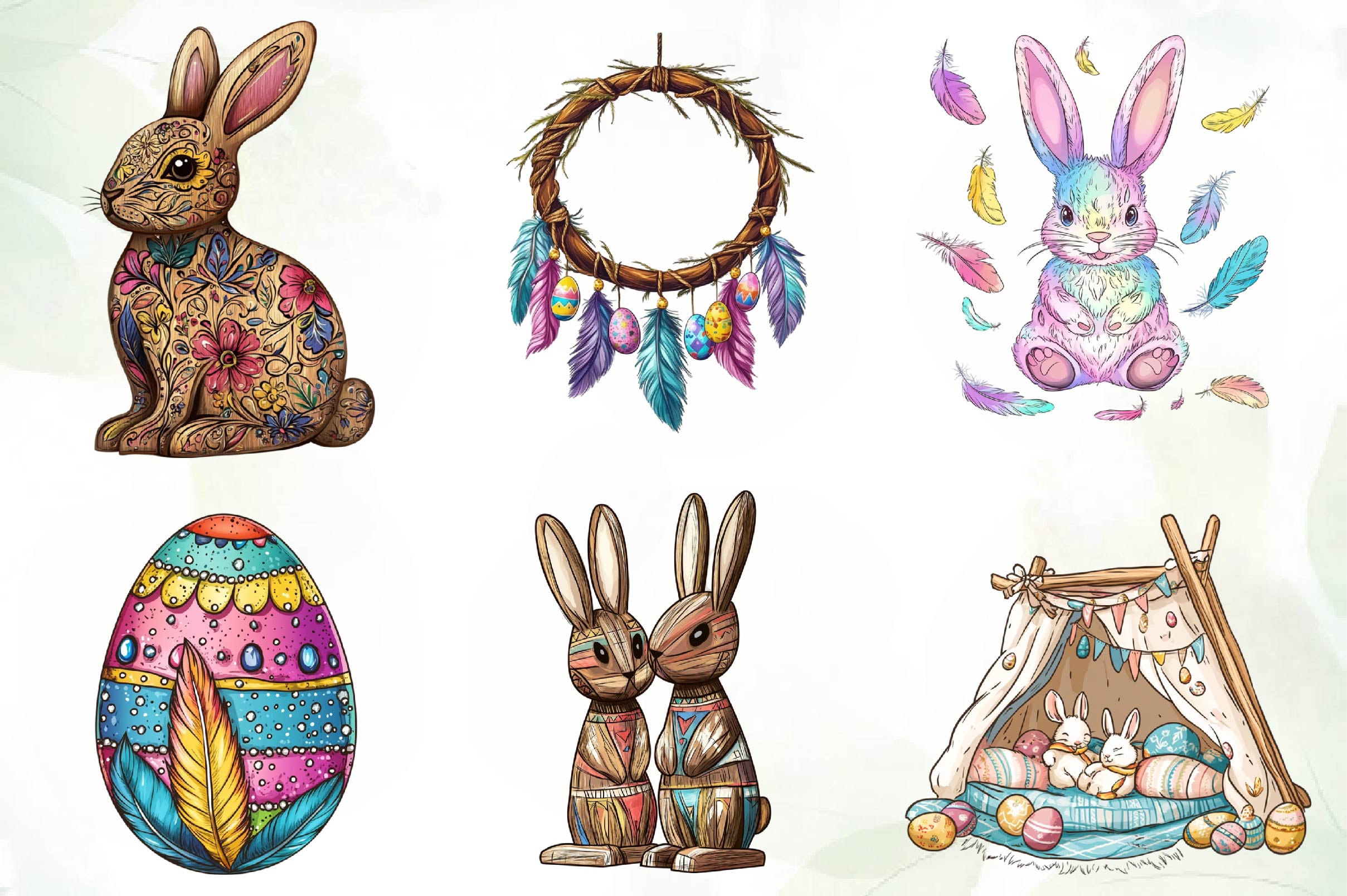 Boho Easter Clipart Bundle - CraftNest - Digital Crafting and Art