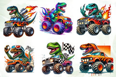 T Rex Dinosaur Monster Truck Clipart Bundle - CraftNest - Digital Crafting and Art