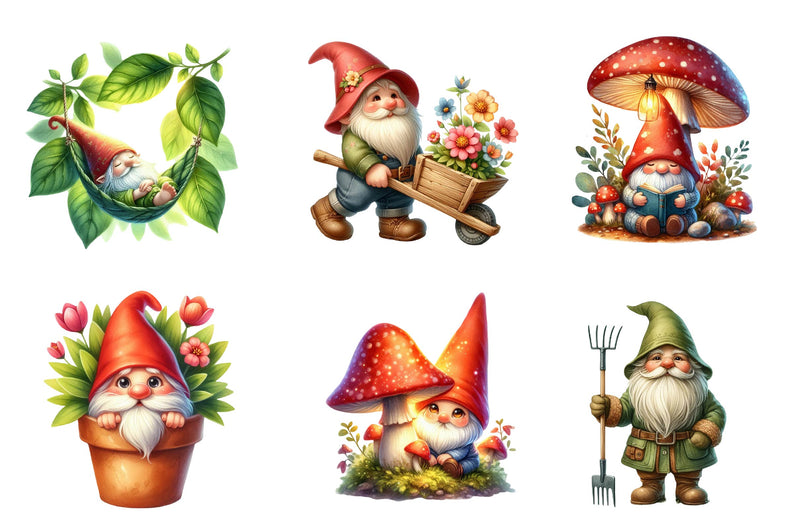 Garden Gnomes Collection Clipart Bundle - CraftNest - Digital Crafting and Art