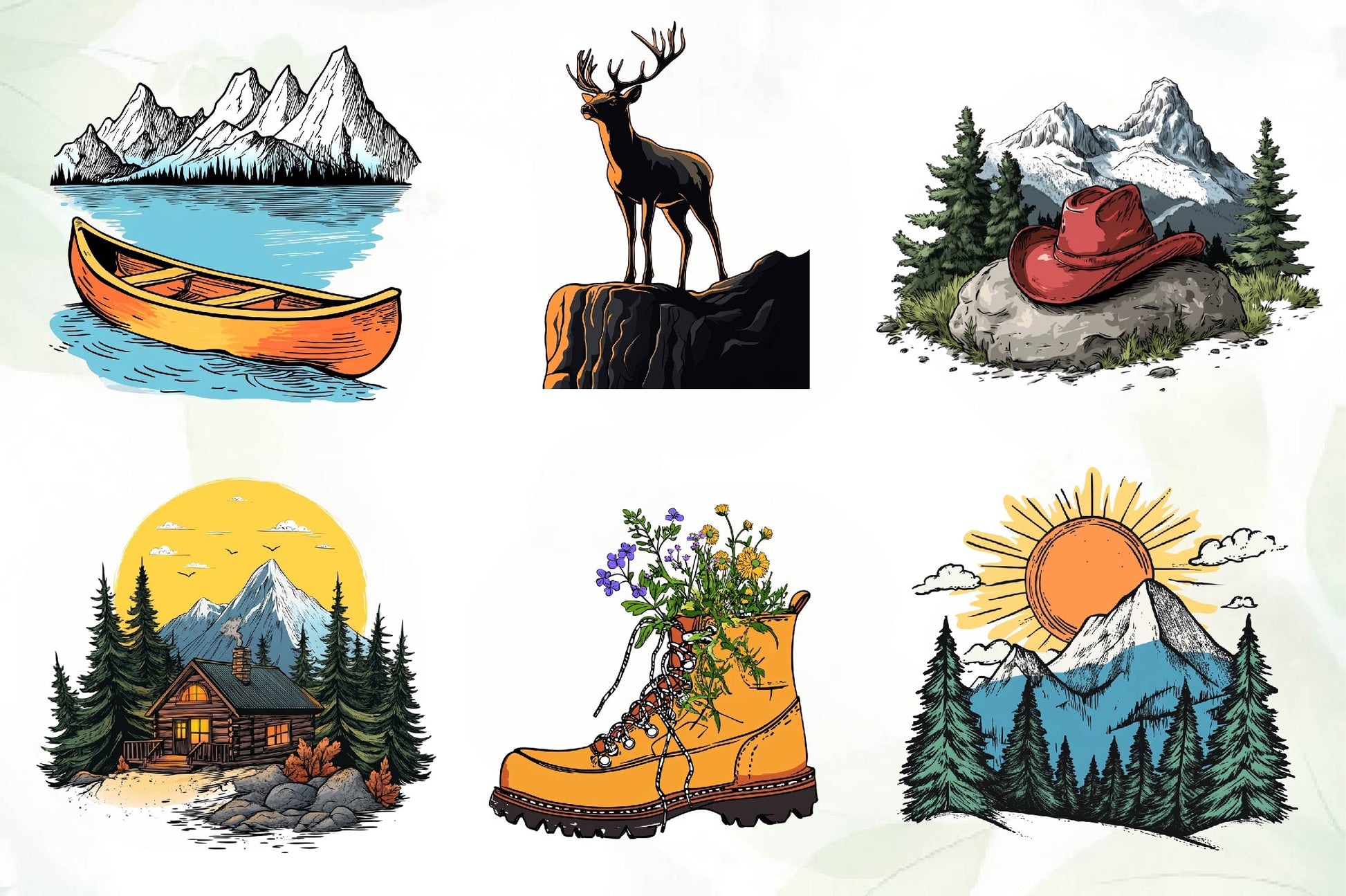 Vintage Mountain Adventure Clipart Bundle - CraftNest - Digital Crafting and Art