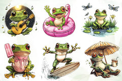 Frog Enjoying Summer Clipart Bundle - CraftNest - Digital Crafting and Art