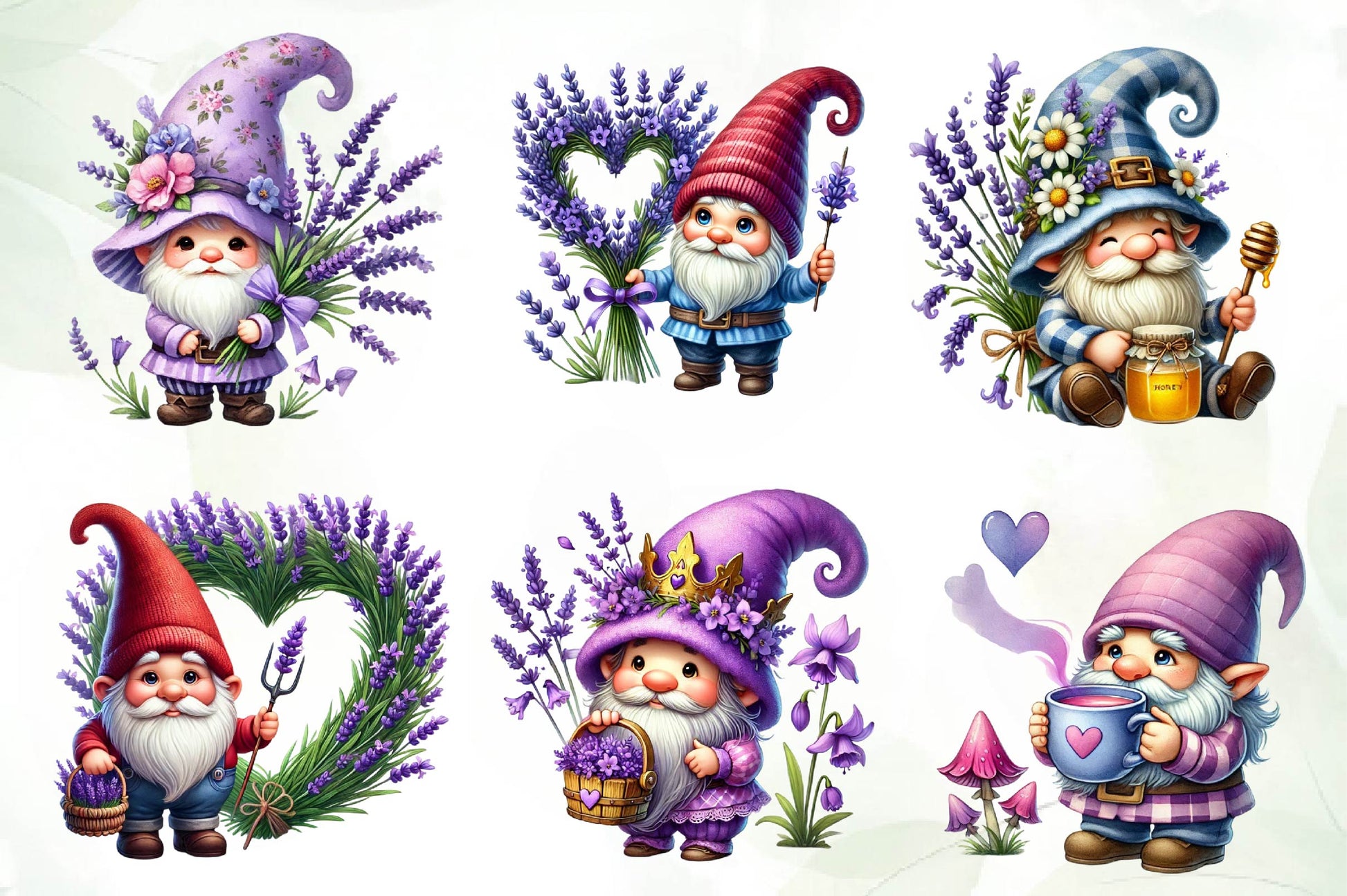 Lavender Purple Gnome Clipart Bundle 1 - CraftNest - Digital Crafting and Art