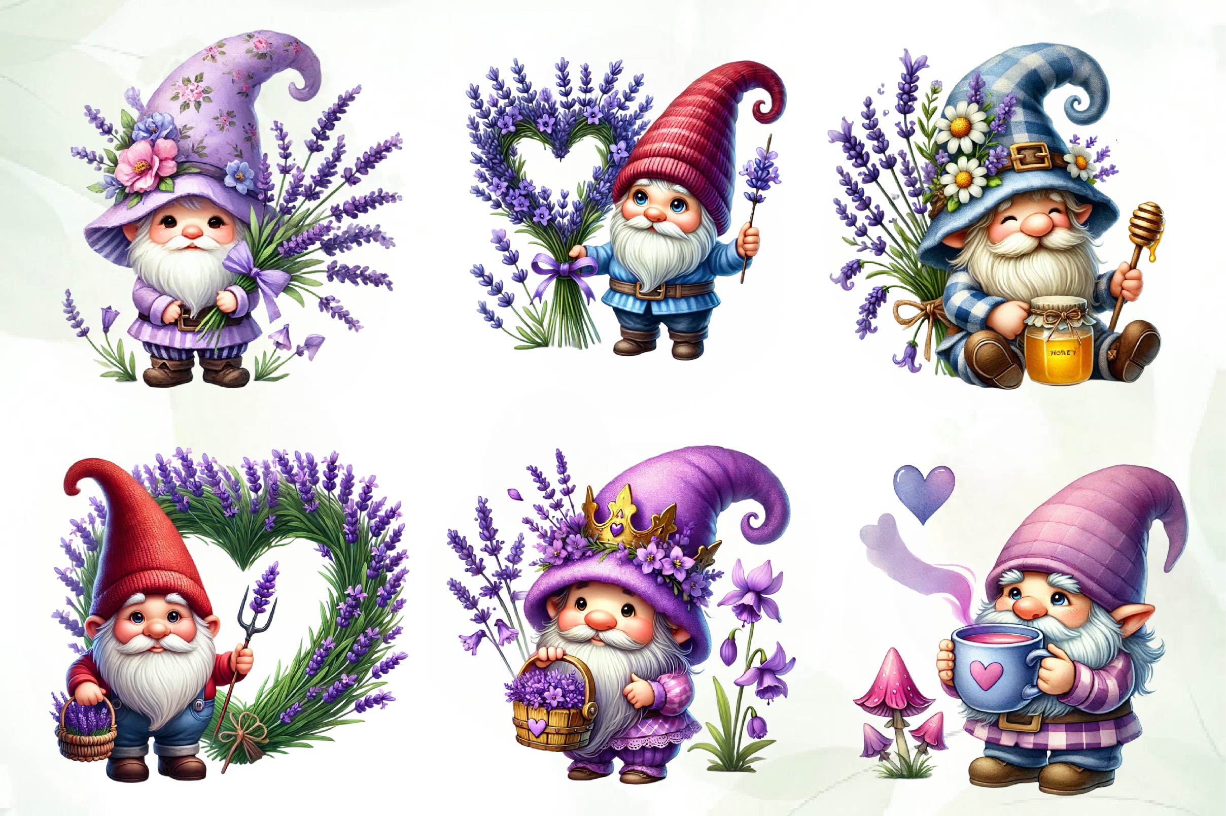 Lavender Purple Gnome Clipart Bundle 1 - CraftNest - Digital Crafting and Art