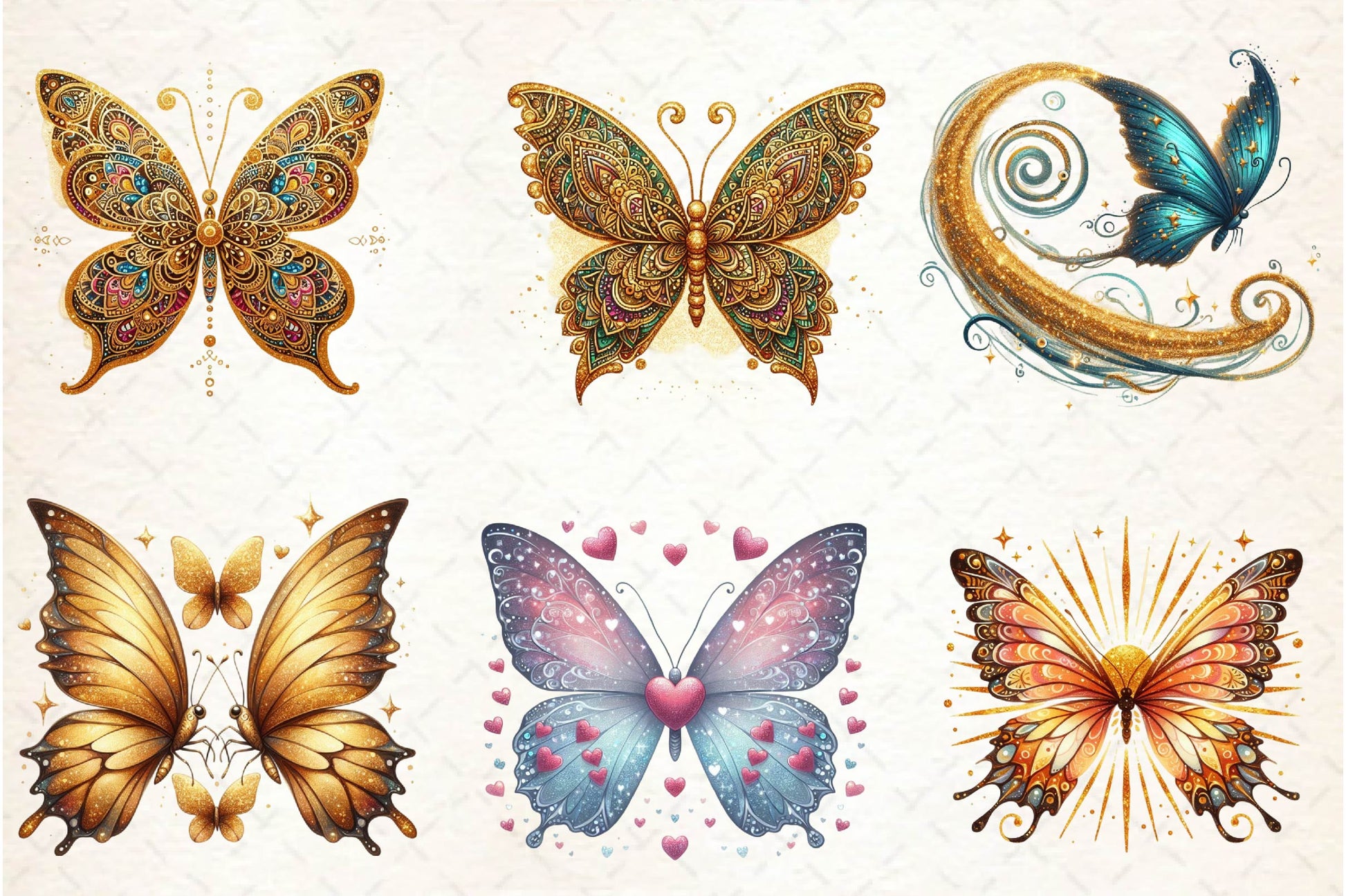 Gold Glitter Butterflies Clipart Bundle - CraftNest - Digital Crafting and Art
