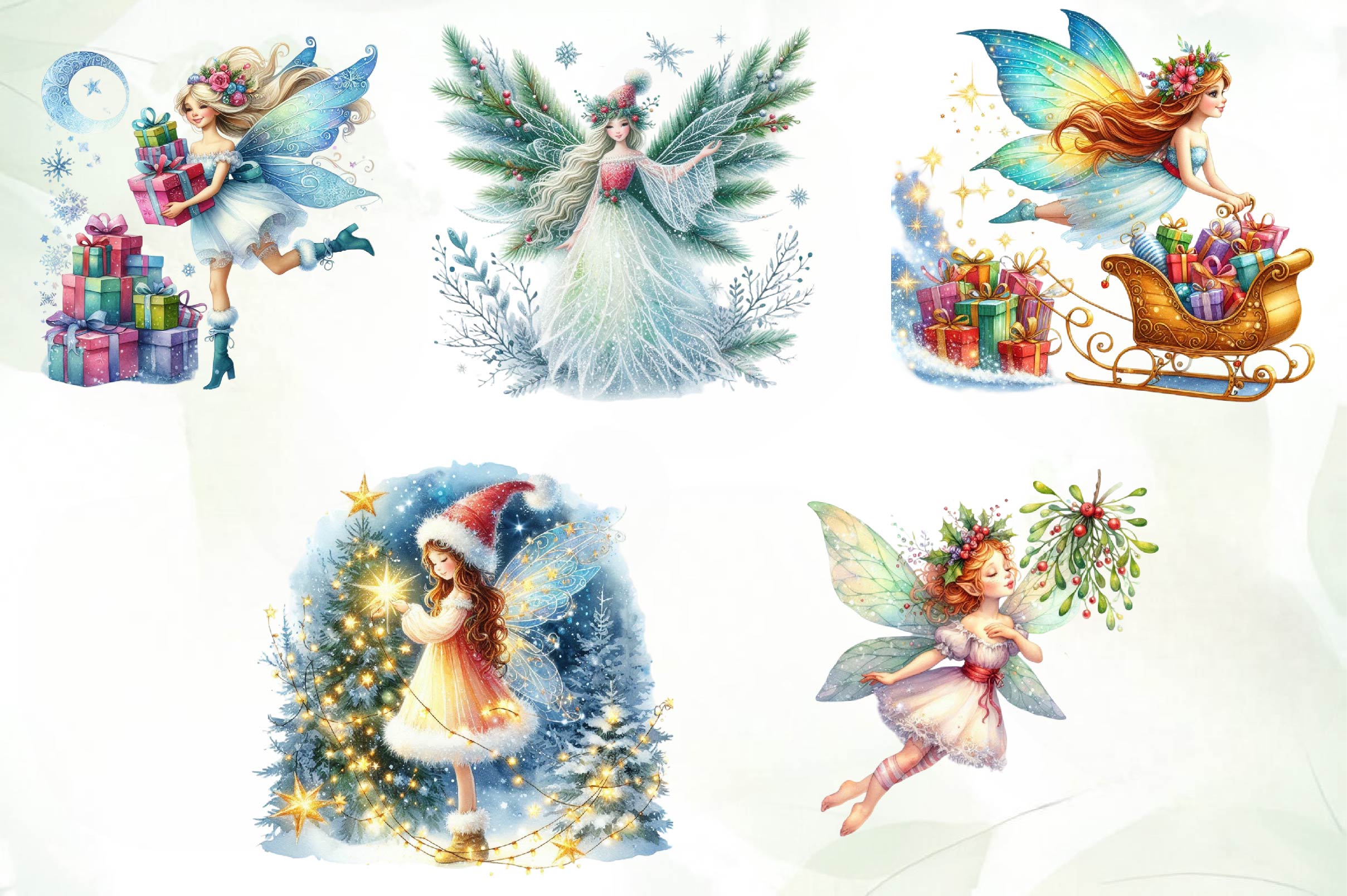 Christmas Fairy Clipart Bundle 2 - CraftNest - Digital Crafting and Art