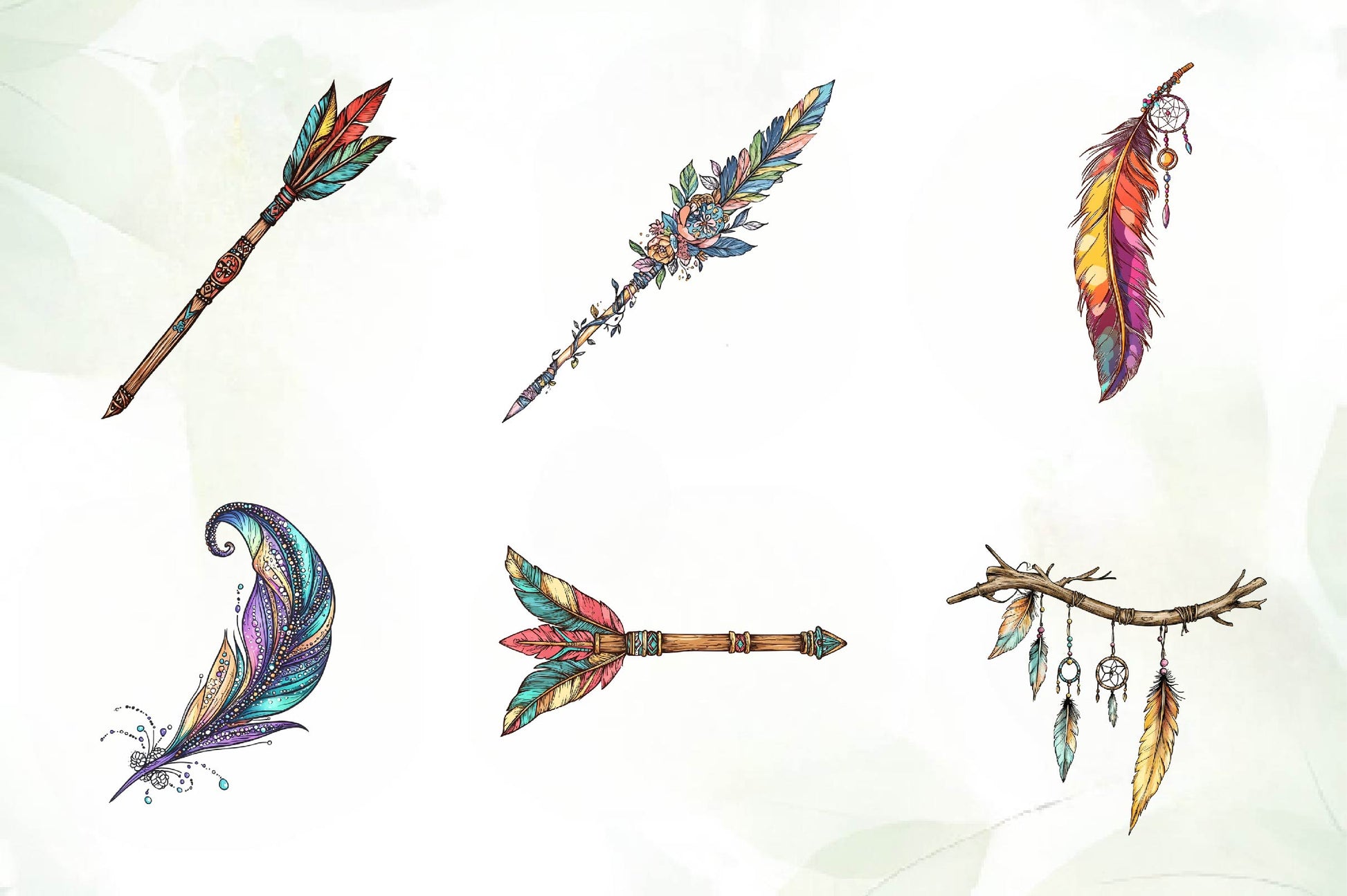 Rustic Boho Feathers & Arrows Clipart Bundle - CraftNest - Digital Crafting and Art
