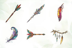 Rustic Boho Feathers & Arrows Clipart Bundle - CraftNest - Digital Crafting and Art