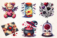 Cute Gothic Valentine Clipart Bundle - CraftNest - Digital Crafting and Art