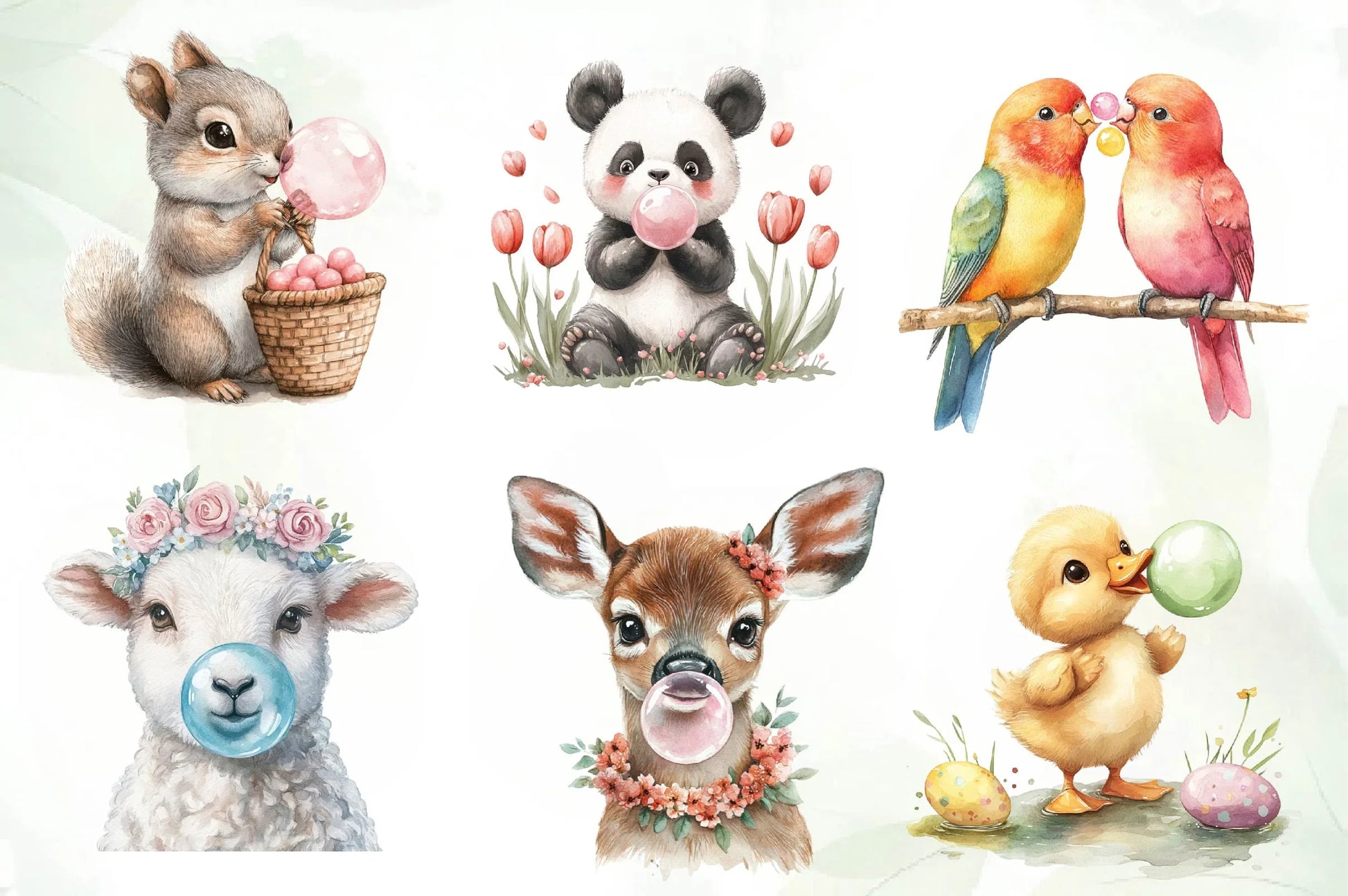 Easter Animals Blowing A Bubblegum Clipart Bundle - CraftNest - Digital Crafting and Art