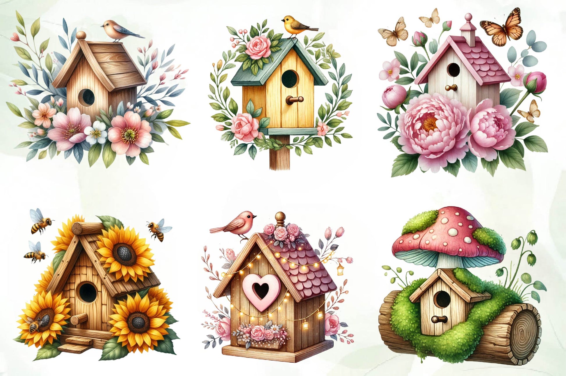Spring Bird House Clipart Bundle - CraftNest - Digital Crafting and Art