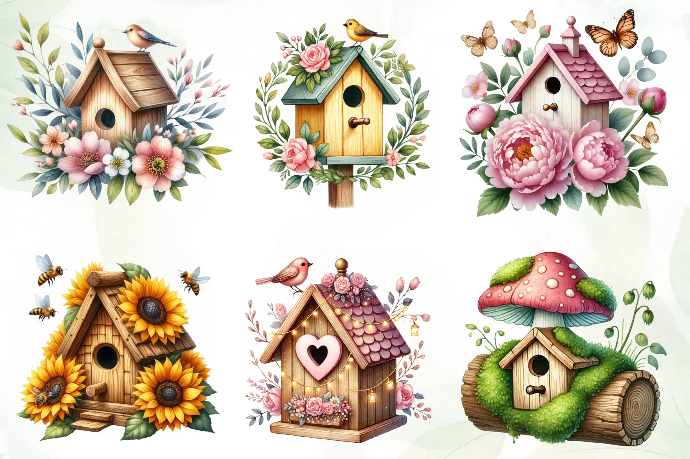 Spring Bird House Clipart Bundle - CraftNest - Digital Crafting and Art