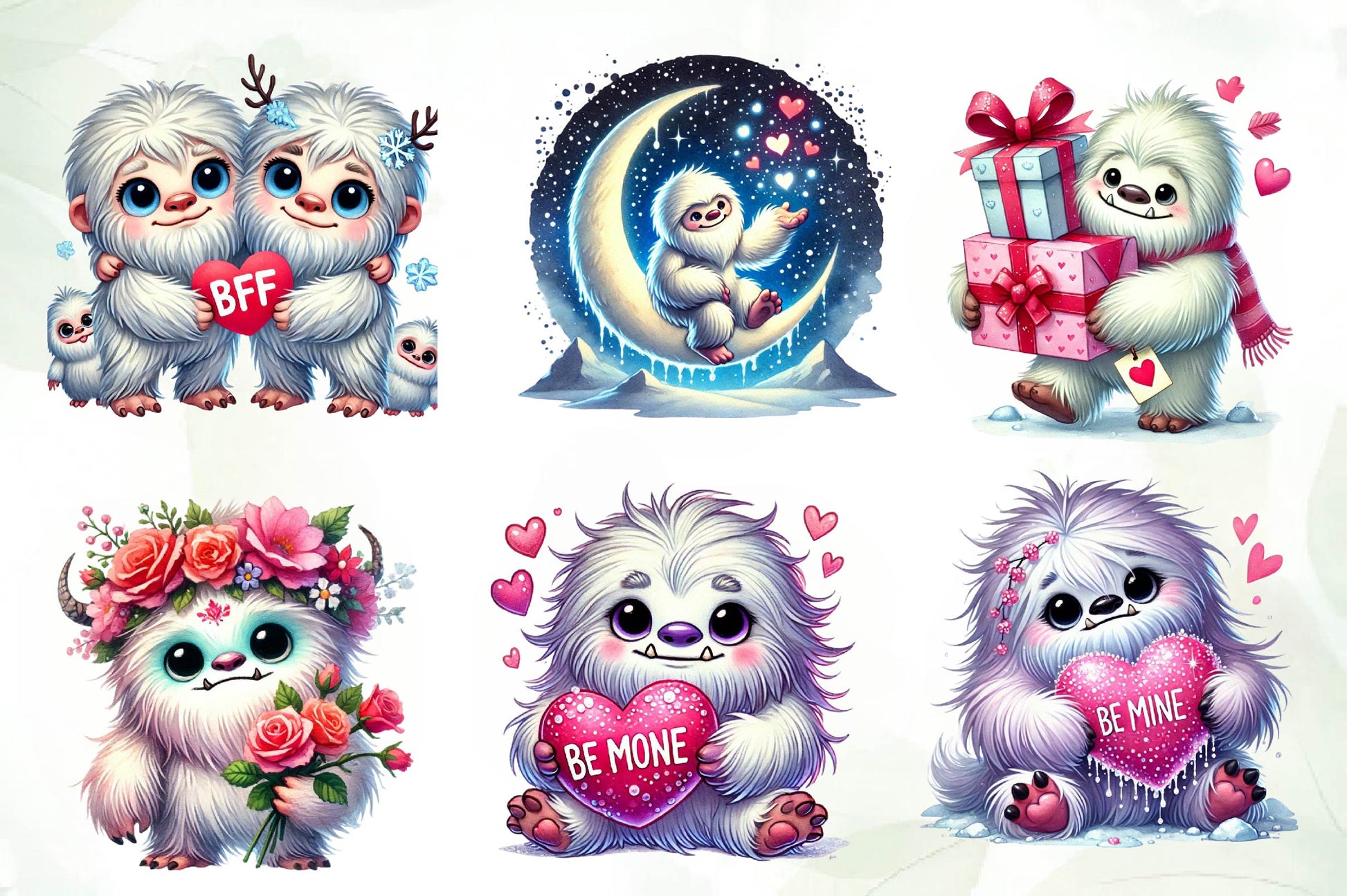 Valentine Cute Yeti Clipart Bundle - CraftNest - Digital Crafting and Art
